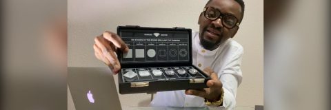 Diamond specialist showing graded diamonds