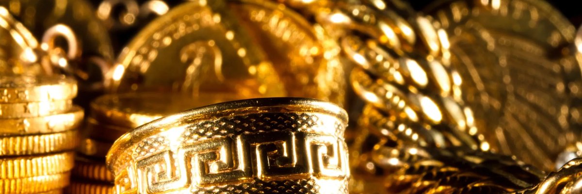 22ct gold ring, chains and coins
